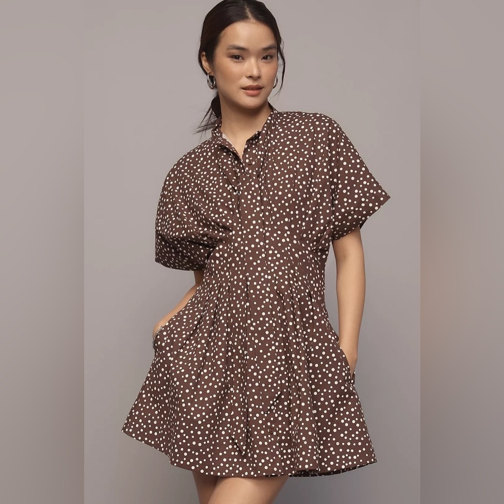 NWT Size L - The Tobie Tie-Neck Cotton Shirt Dress by Exquise (NWT US$ 178)